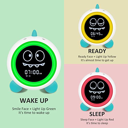 Kids Dinosaur Alarm Clock with Night Lights & Sound Machine - Green