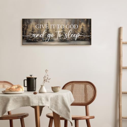 TLESKE Christmas Give It to God and Go to Sleep Sign - 15x40 Large Wall Art (sleep-C)