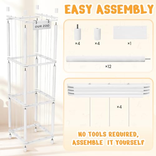 Woodure Wooden Stuffed Animal Storage & Organizer - White Toy Zoo for Toddler Rooms