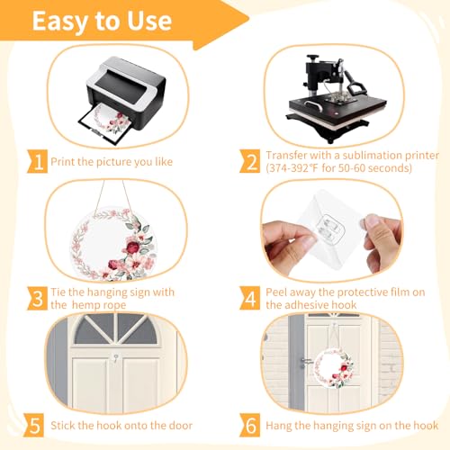 10 Pcs 12 in Aluminum Sublimation Door Hanging Disc Signs, Blank for