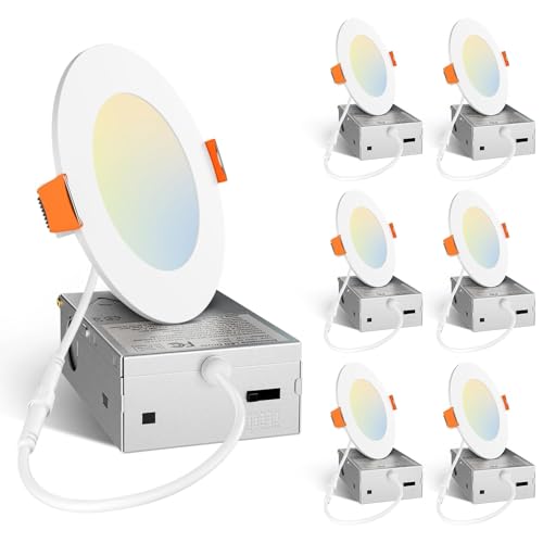 White 4 Inch LED Recessed Light with Junction Box, 5CCT, 800LM, 11W