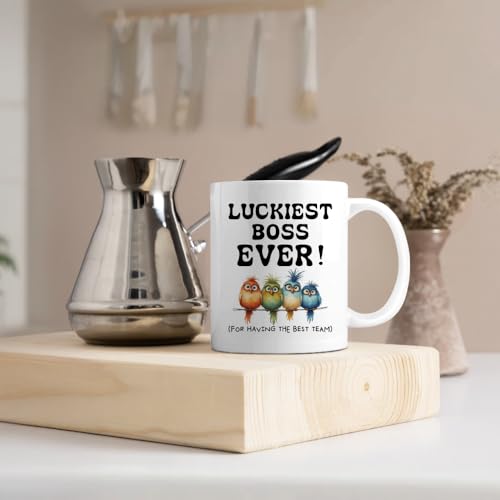 Gkodw White 11oz Lucky Boss Office Mug Bird Lovers Coffee Cup - Gift
