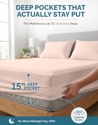 Casa Platino 100% Cotton Full Size Cooling Sheets Set - Veiled Rose