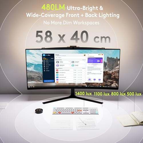 Curved Monitor Light Bar for 34+ Inch Ultrawide Curved Screens - Adjustable Dual LED Desk Lamp