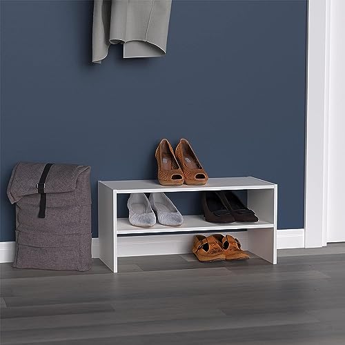 White 24-Inch Horizontal Stackable Closet Organizer Shelf Storage