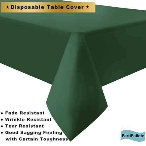 3-Pack Premium Plastic Dark Forest Green Tablecloth Disposable 54 x 108 Inch. Rectangle Table Cover Party Hunter Jungle Green Table Cloths for Parties Birthday Wedding Christmas Banquet