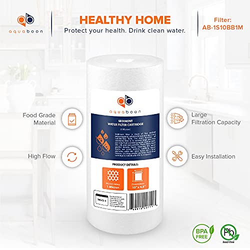 Aquaboon 10x4.5 Micron Whole House Sediment Water Filter - 4-Pack, Variation 4