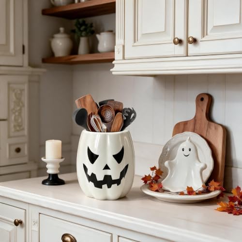 Halloween Pumpkin Ceramic Utensil Holder - Pinata Halloween Kitchen Decor
