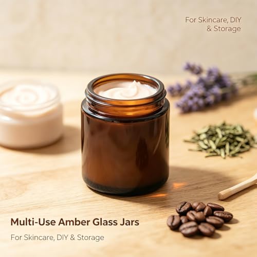 30 Pack Amber Glass Candle Jars Set with Black Lids - 8oz Food Storage & Candle Making Containers