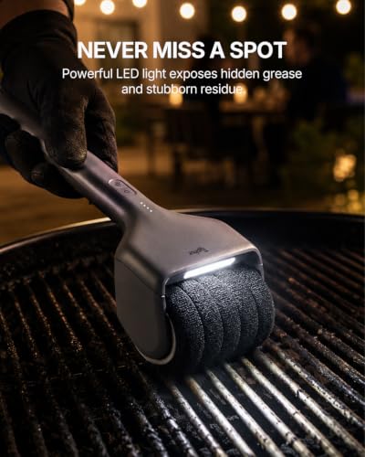 Electric Grill Brush with Anti-Stall Tech - Bristle-Free, Silver Grey