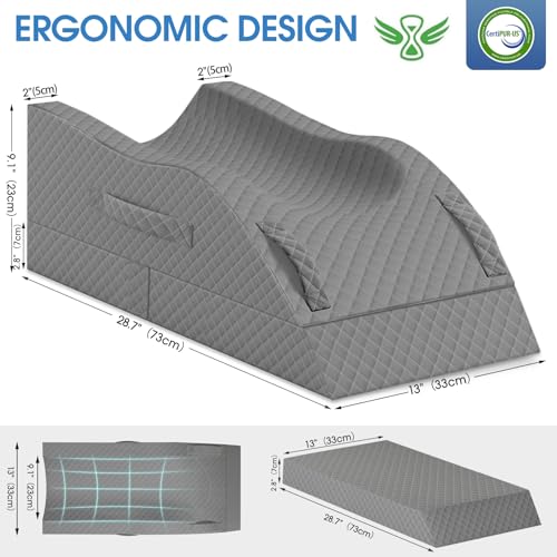 TranquilRelax Full Grey Leg Elevation Pillow for Post-Surgery & Support - Single Leg