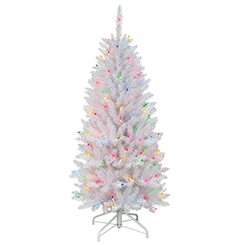 Puleo International 4.5' Flocked Fraser Fir Artificial Christmas Tree with 150 Clear Lights