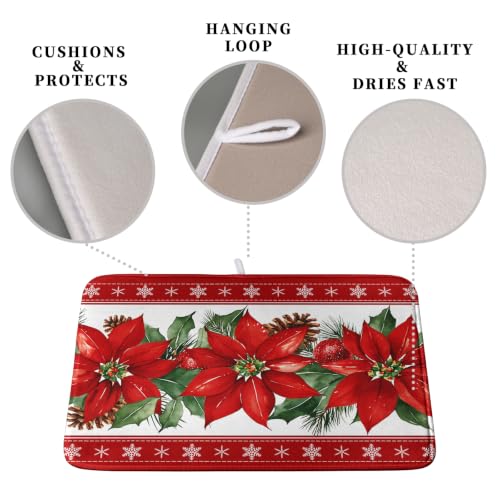 Christmas Poinsettia Dish Drying Mat for Kitchen Counter 18x24 Inch – Kwlegh