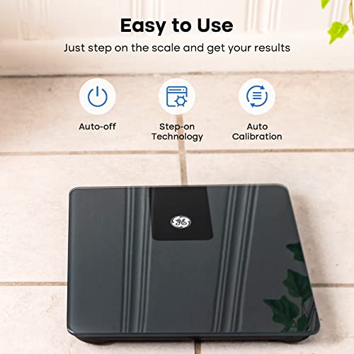 GE Digital Bathroom Scale Black 500lb Capacity - Heavy Duty Body Weight Scale