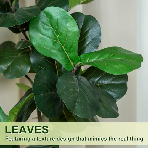 5ft Faux Fiddle Leaf Fig Tree with White Planter - Indoor & Outdoor Decor