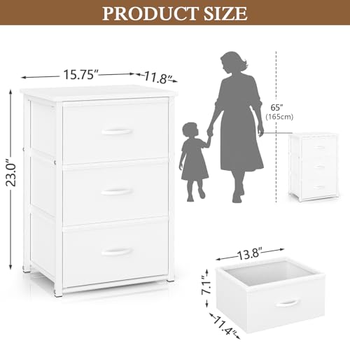2-Pack Stackable Closet Drawer Organizers with Wooden Top - White Storage Drawers for Bedroom & Living Room