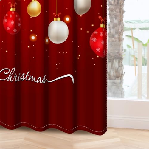 Christmas Blackout Curtains 53x63 in Red (2 Panels) - Living Room Window Drapes