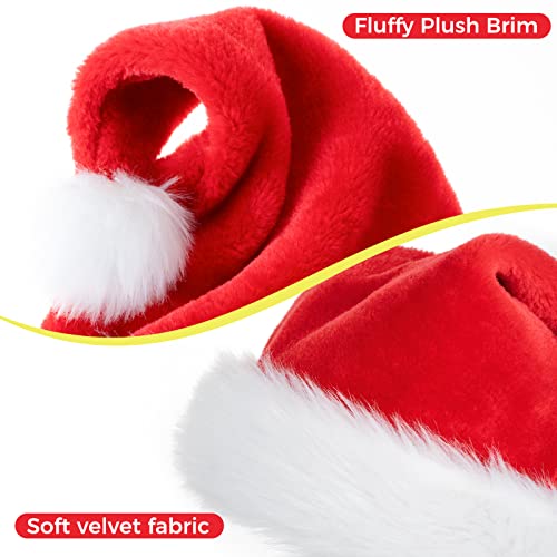 JUANANIUG Christmas Santa Hat - Adult Xmas Holiday Hat for Women & Men - Extra Thicken Classic Fur for Festive Holiday Party Supplies