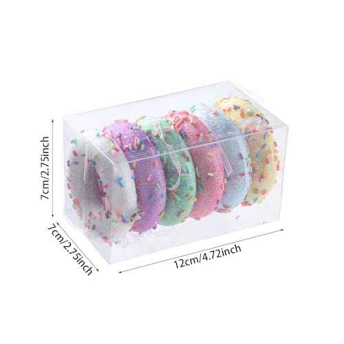 6 Pack Christmas Donut Ornaments Christmas Tree Hanging Ornaments Macaron Donut Dessert Ornament Set for Xmas Tree New Year Pendant Home Holiday Party Decor
