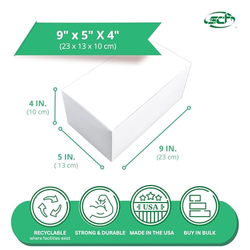 White Paper Carryout Food Boxes 9x5x4 Inches - 250 Pack