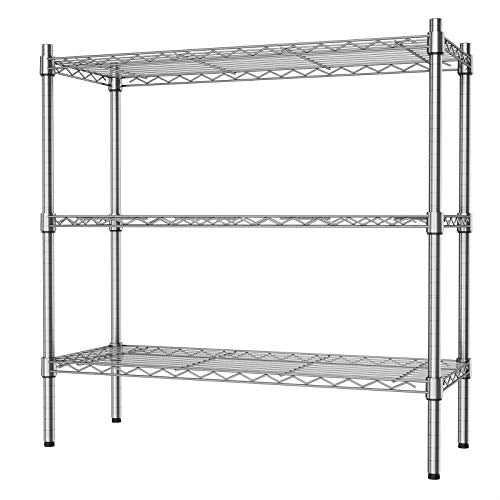 Heavy Duty Wire Shelving Unit - Adjustable Chrome Storage Rack 3-Tier