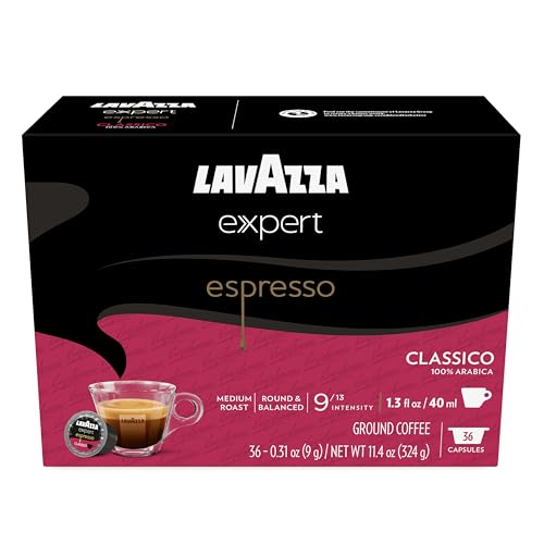 Lavazza Expert Espresso Classico Capsules - Medium Roast, 36 Count, Arabica Compatible with Classy Machines
