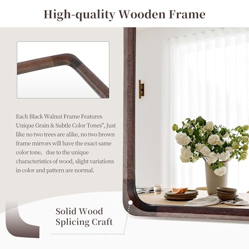 Solid Wood Bathroom Mirror for Wall 24 x 36 Inch, Rustic Rectangle