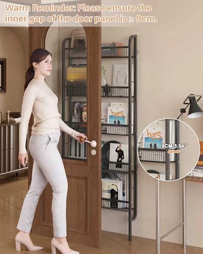UMDONX Black Narrow 5-Tier Over-the-Door Bathroom Storage Rack, 24.4in Wide