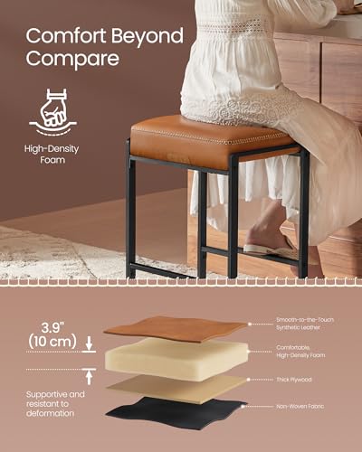 VASAGLE Bar Stools Set of 2, Counter Height, PU Leather, 26-Inch