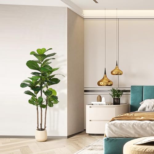 5ft Realead Artificial Fiddle Leaf Fig Tree with White Planter - Realistic Faux Plant