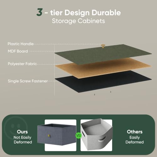 Sage Green Fabric Dresser with 9 Drawers - Bedroom Storage Tower, 11.8"D x 39.4"W x 40.2"H