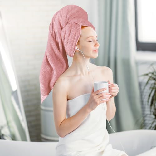 Dusty Pink Bath Towels 4 Pack 30x60 Inches - Premium Cotton XL Set