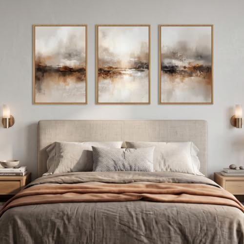 BICERE Abstract Neutral Brown Wood Wall Art - 24x36