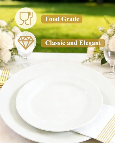 Quatish 120-Piece White Disposable Plastic Plates Set for Parties & Weddings