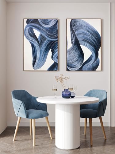Cobalt Blue Modern Abstract Wall Art 24x36 Inches 2 Panels - Zessonic