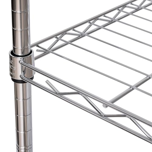 Plated Steel 5-Tier Wire Shelving Unit - 30" W x 14" D x 61.5" H, Adjustable Shelves, Mobile Design