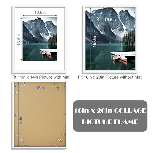 White 16x20 Picture Frame Set of 3 with 11x14 Mat - Modern Wall Display