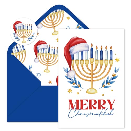 Whaline Hanukkah Candlestick Christmas & Hanukkah Greeting Card Set 24 pcs