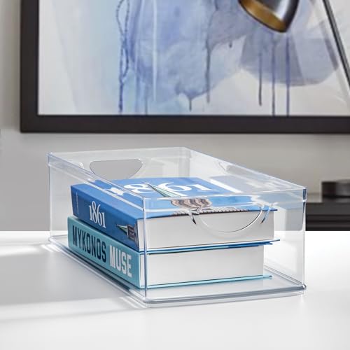 iDesign 2-Pack Extra Long Clear Plastic Storage Bins for Pantry & Kitchen