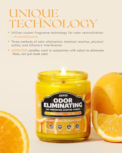 4 Pack Citrus Lemon Odor Eliminating Candles - 36oz Soy Wax Air Freshener Set