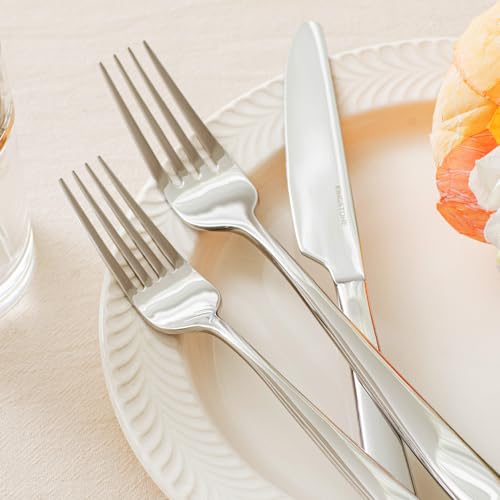 60-Piece Silver Flatware Set for 12 - Mirror Finish Stainless Steel Cutlery
