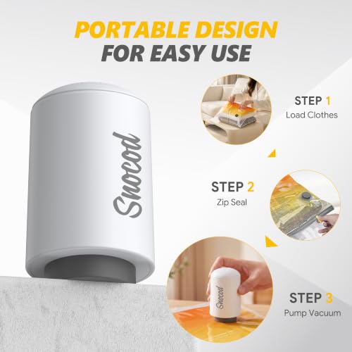 SNOCOD 15 White Travel Vacuum Storage Bags with Electric Pump - Space Saving Compression Set