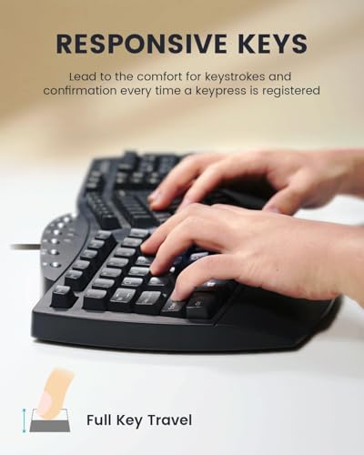 Ergonomic Split Keyboard with Wrist Rest - Wired USB - Black / Wired