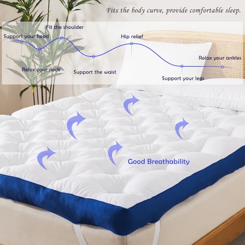 White Queen Memory Foam Mattress Topper 5 Inch Thick Supportive & Breathable