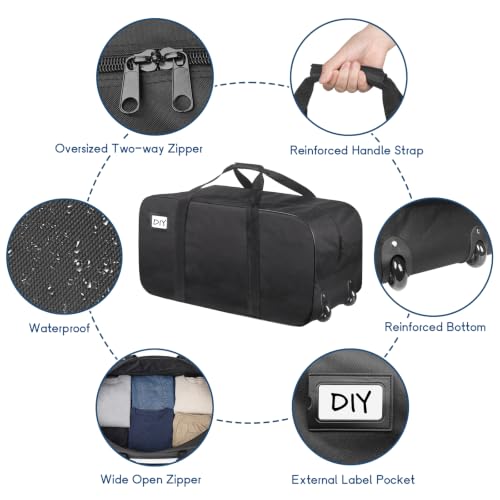 Heavy Duty Wheeled Duffel Bags 92L Large Travel Storage 2 Pack