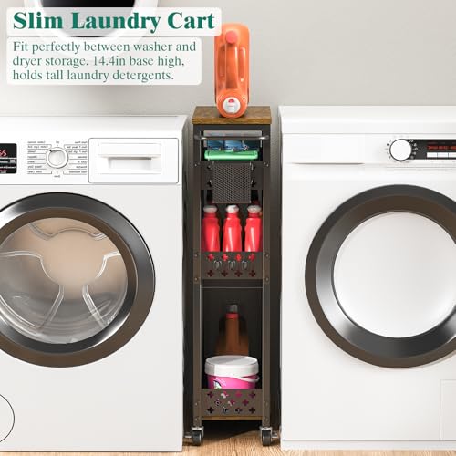 XYZLVSI Black 4-Tier Slim Rolling Storage Cart for Laundry & Small Spaces