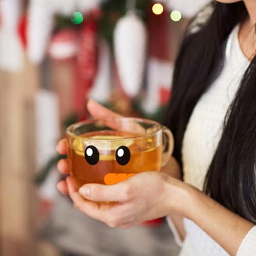 Sliner 6x 16oz Snowman Christmas Glass Mugs with Handle – Holiday Coffee Cups