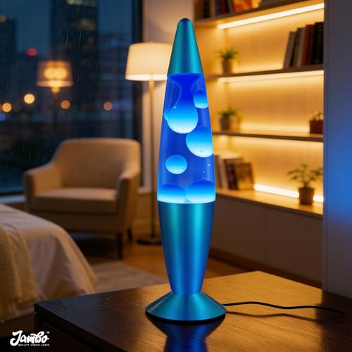 JAMBO 16-Inch Blue Liquid Motion Lamp with White Wax - Relaxing Night Light for Home & Office