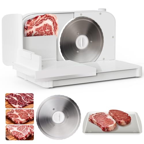 150W Foldable Meat Slicer Machine for Home Kitchen with 6.7-Inch Stainless Steel Blade - 10x9.3x8.3 Inches