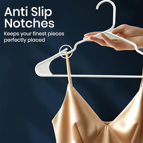 Plastic Hangers Pack of 200 - Space Saving Closet Clothes Hangers White